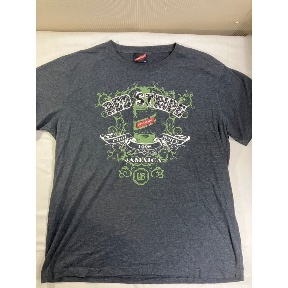 Red Stripe Beer‎ Jamaica Graphic T-Shirt Mens 2XL Charcoal Gray Short Sleeve Tee